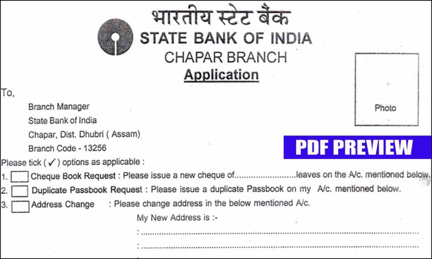 chapar sbi kyc form pdf