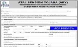 Atal Pension Yojana Form pdf