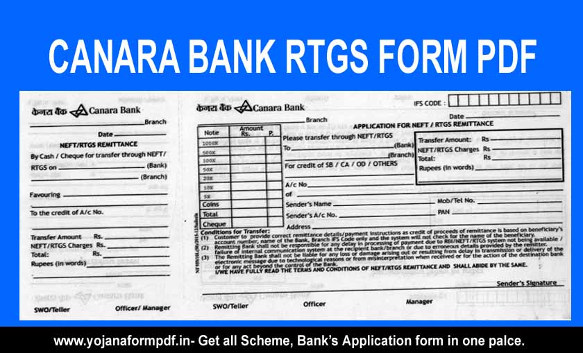 Canara Bank RTGS Form pdf
