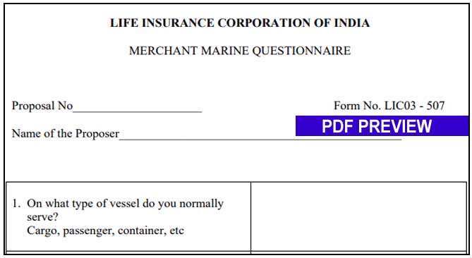 LIC Questionnaire form pdf